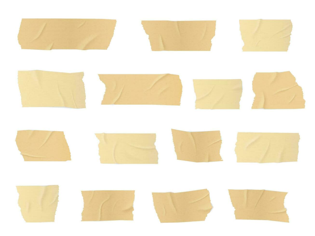 Duct tape pieces, vector adhesive wrinkled stripes