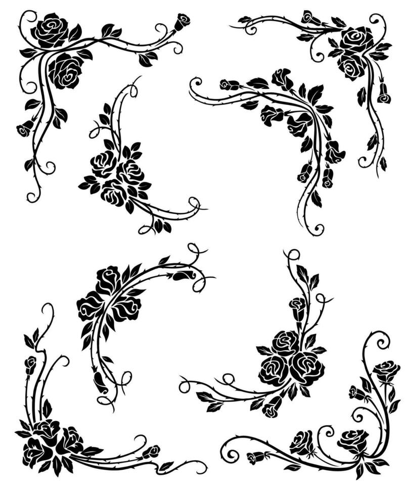 Floral corners, frame and vignette borders vector