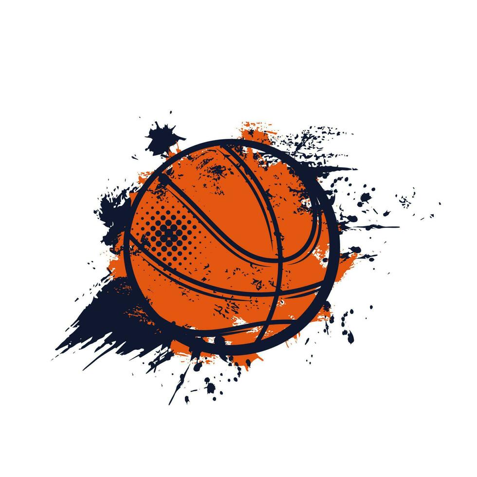 Basketball ball, sport streetball banner or emblem vector