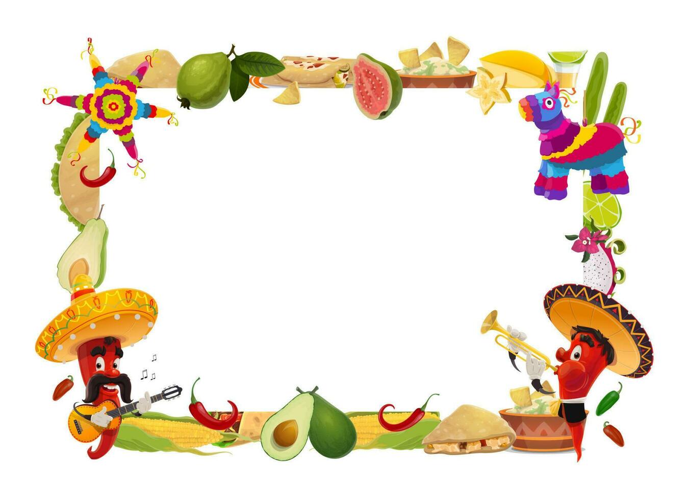 Cinco de Mayo vector frame, mexican holiday border