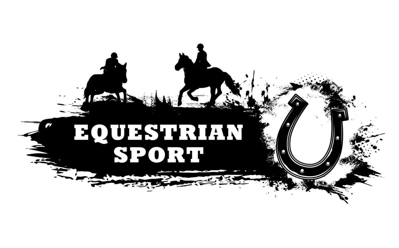 Equestrian sport club grunge banner, horse riding vector