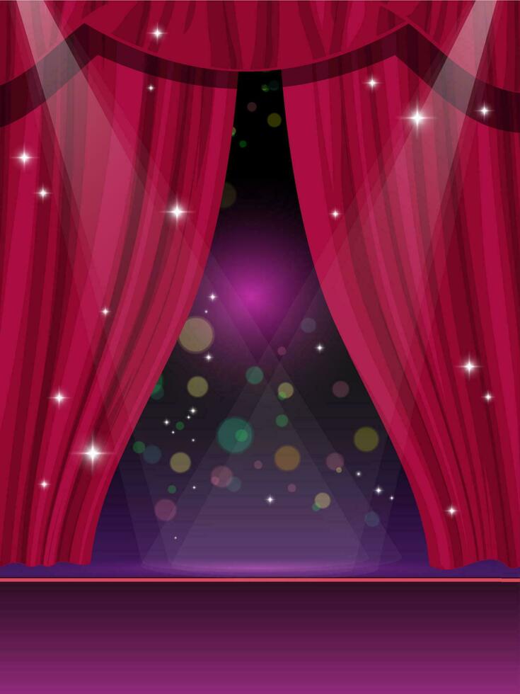 Red curtains on circus or theater stage vector