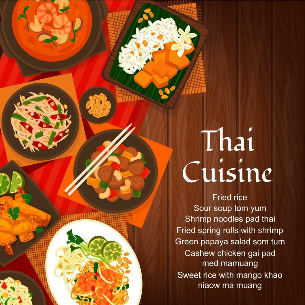 Thailand food Thailand meals cartoon vector poster