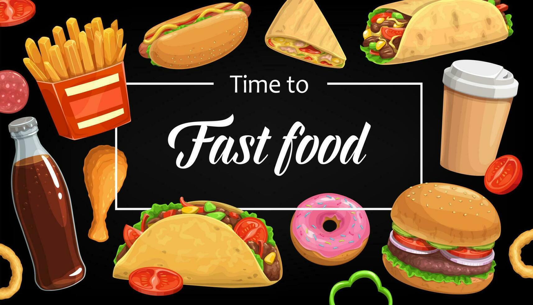 Fast food menu vector cover, burger, combo snacks
