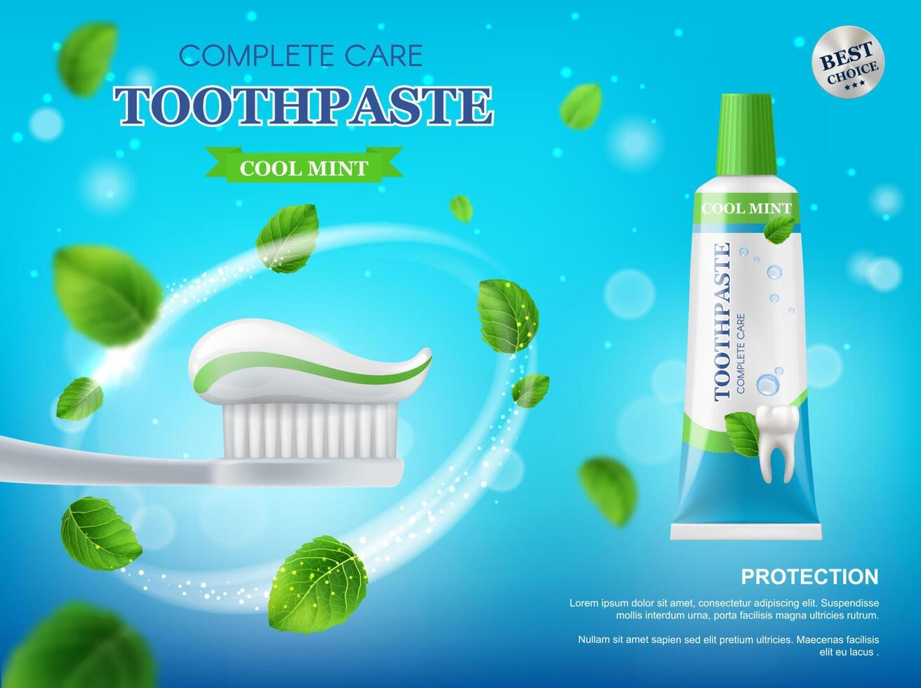 Toothpaste, toothbrush and mint leaves poster 23839130 Vector Art at