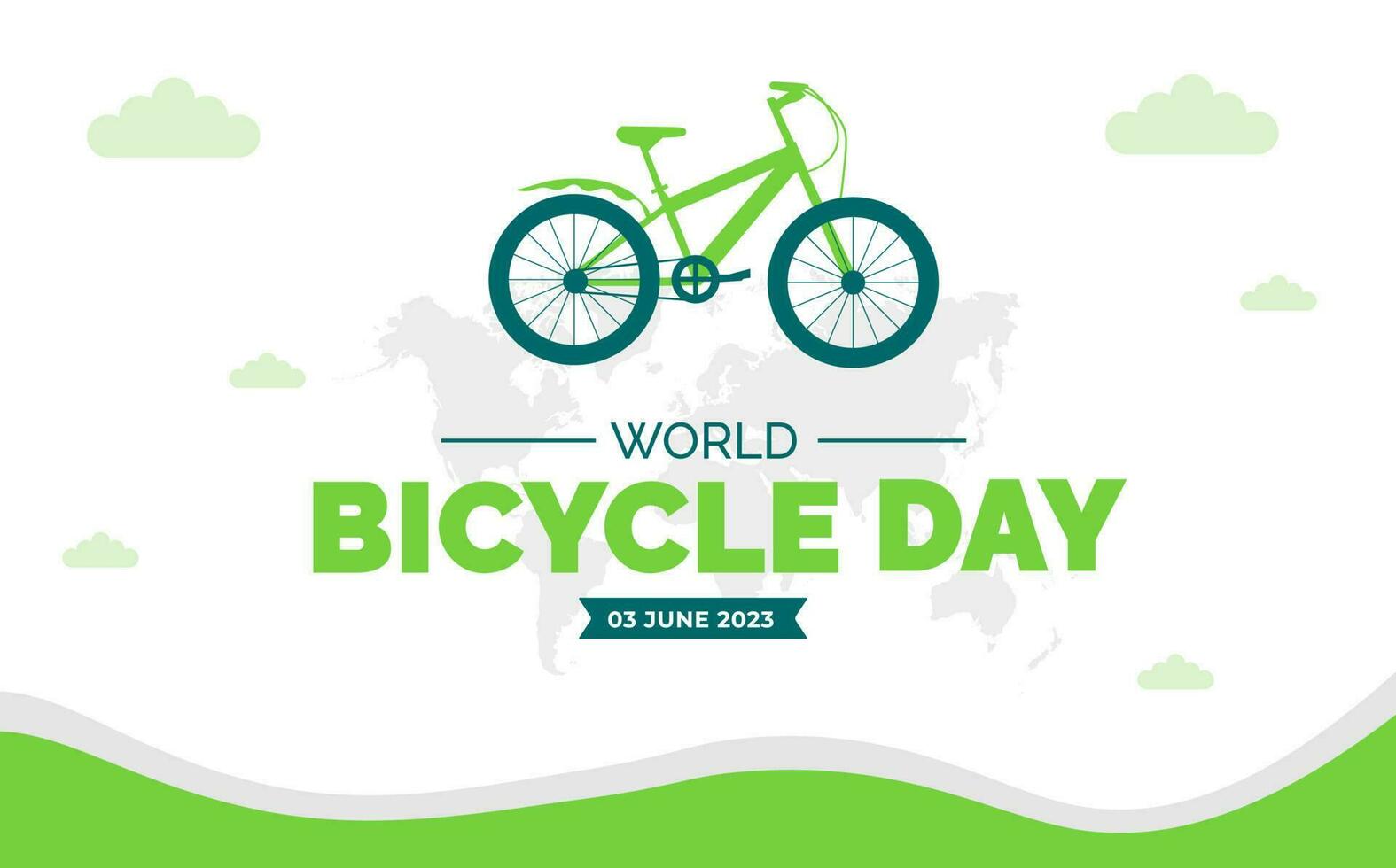World Bicycle Day background or banner design template blue and green color unique shape. Bicycle vector design.