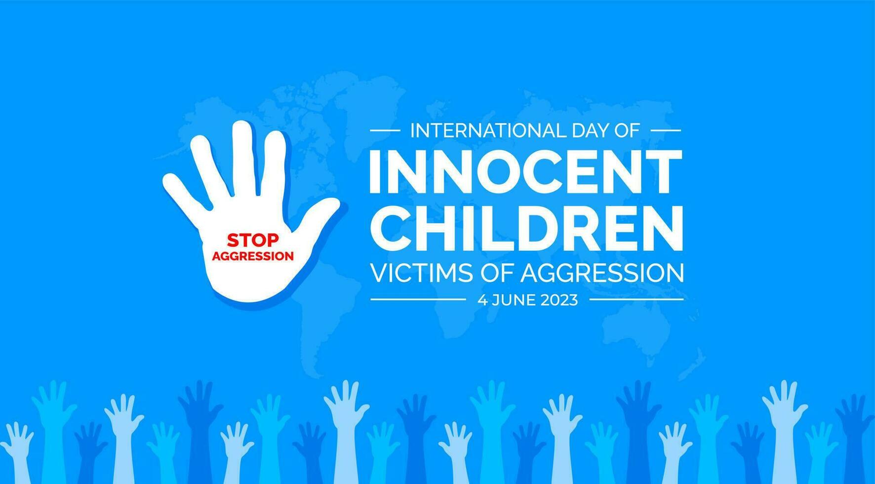 International Day of Innocent Children Victims of Aggression background or banner design template blue and white color unique hand shape. vector