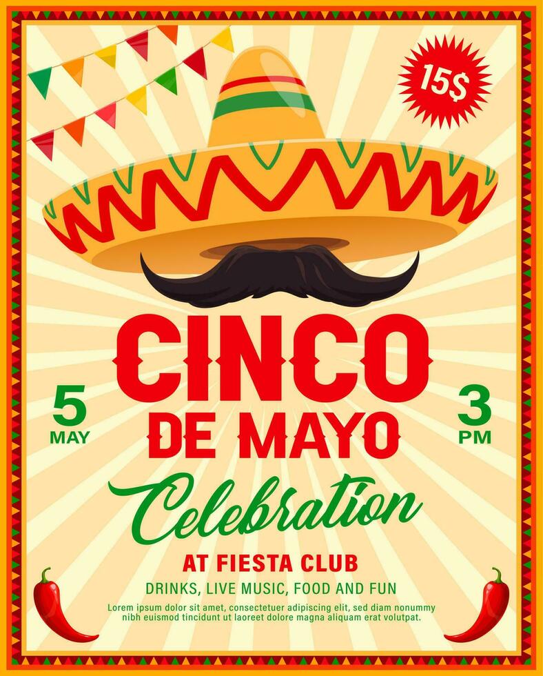 cinco Delaware mayonesa sombrero de mexicano fiesta fiesta vector