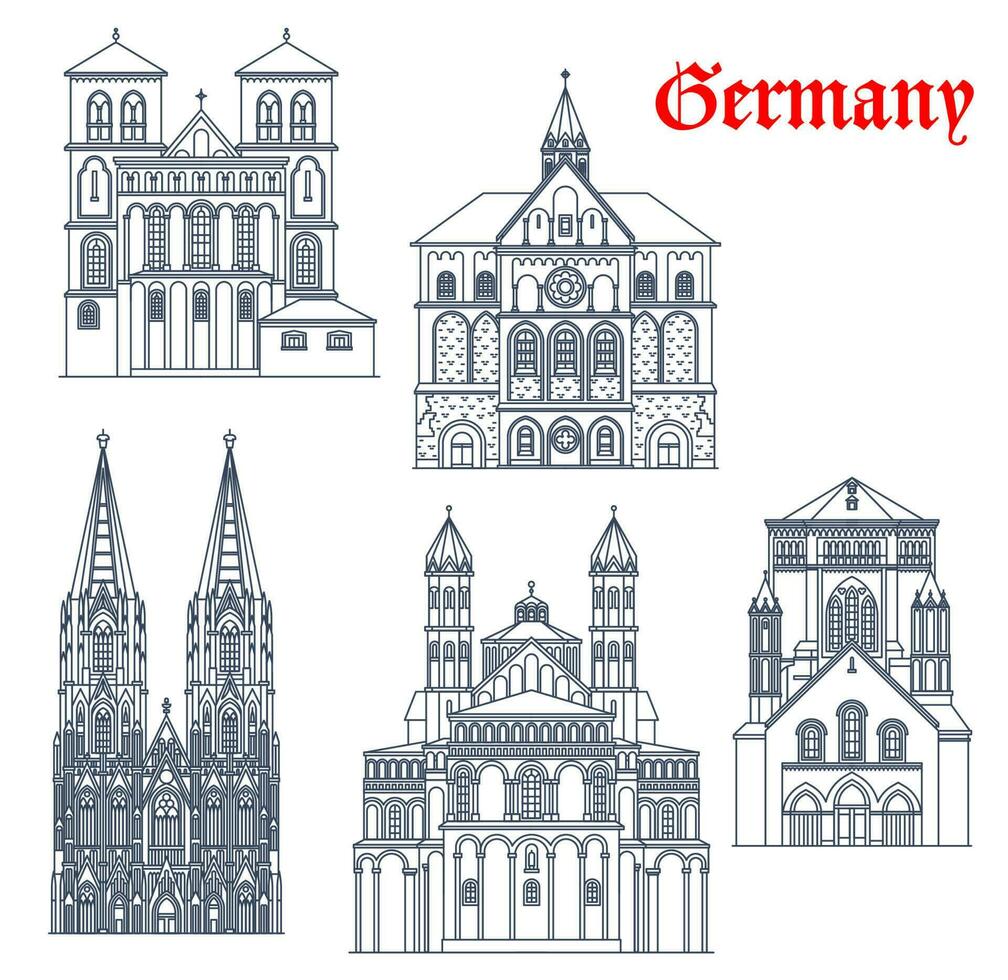 Germany architecture buildings, landmarks, Cologne vector