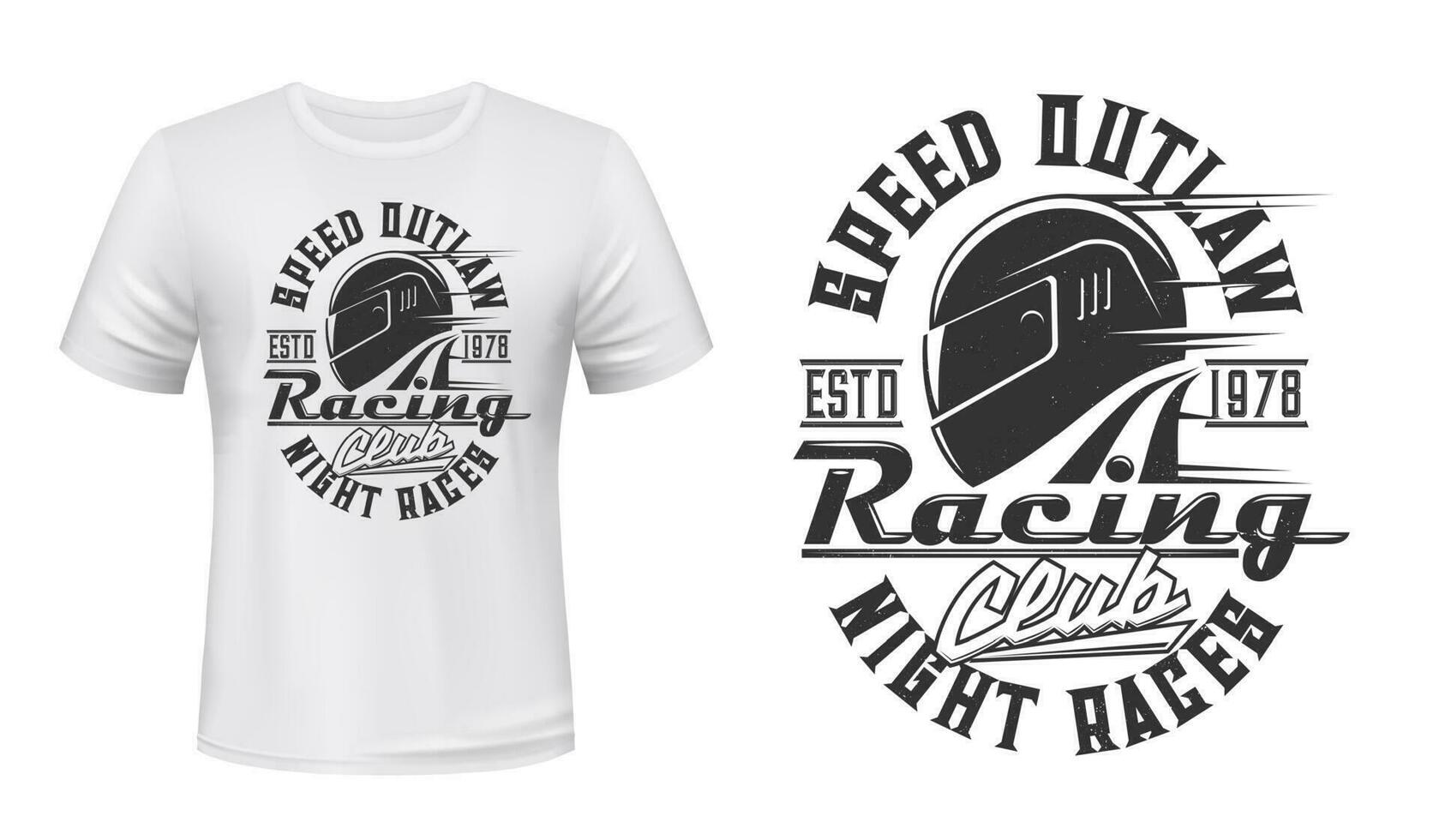 Car or motorcycle racing helmet t-shirt print vector