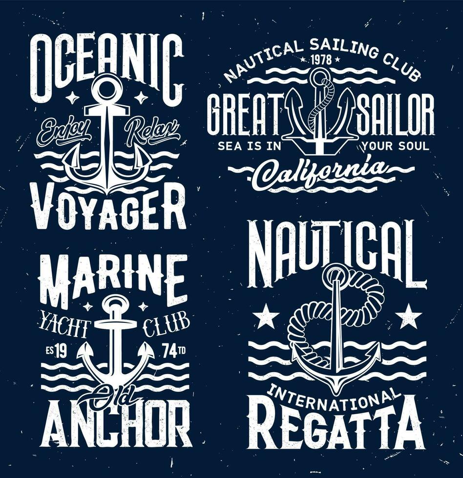 Ship anchor t-shirt print vector templates