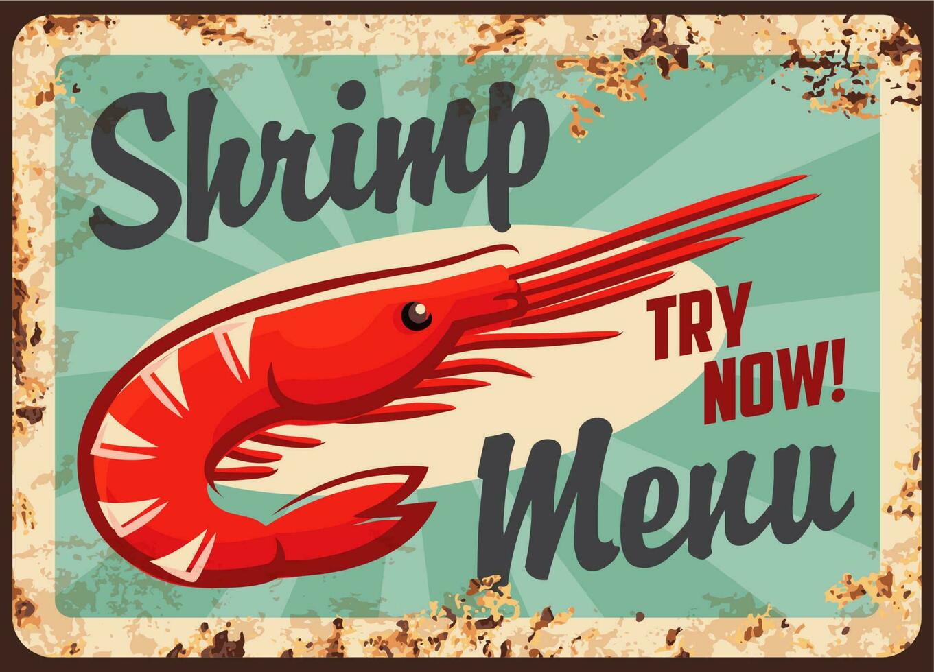 Fresh shrimps restaurant menu vector retro banner