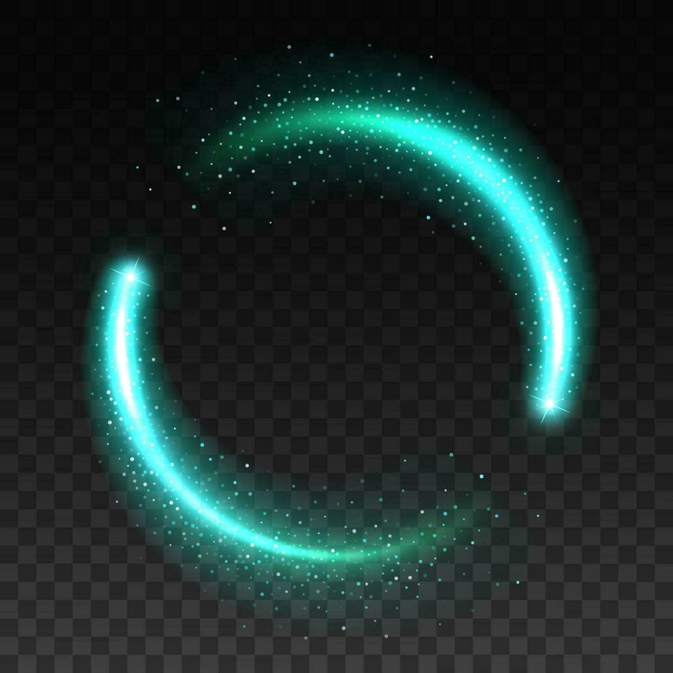 Light circle sparkles, round ring glow frame shine vector