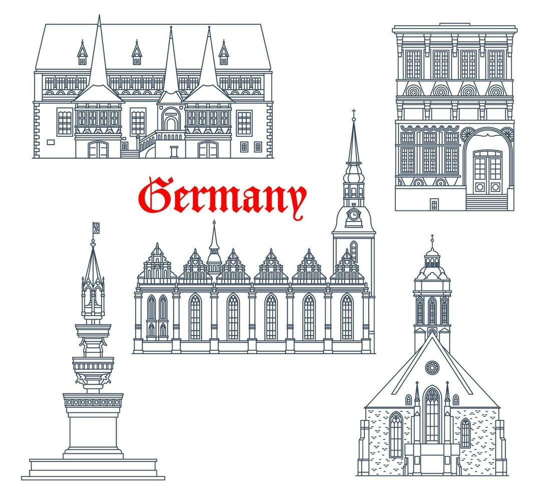 Alemania puntos de referencia arquitectura edificios, viaje vector