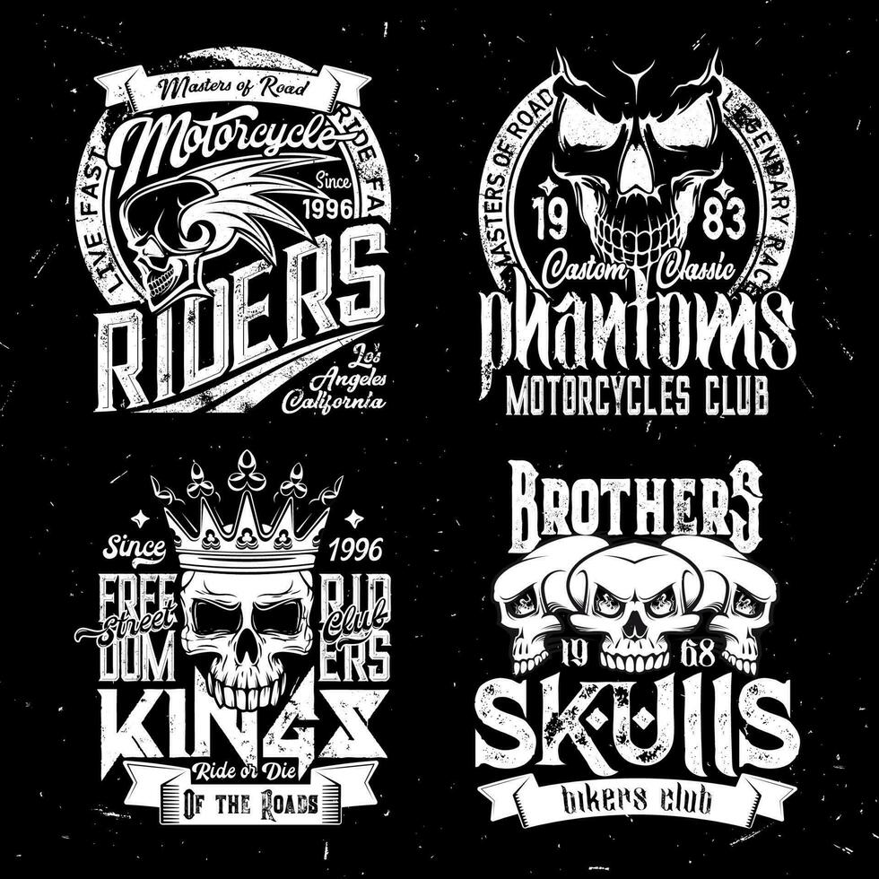 Skull t-shirt print mockup, racing sport club vector