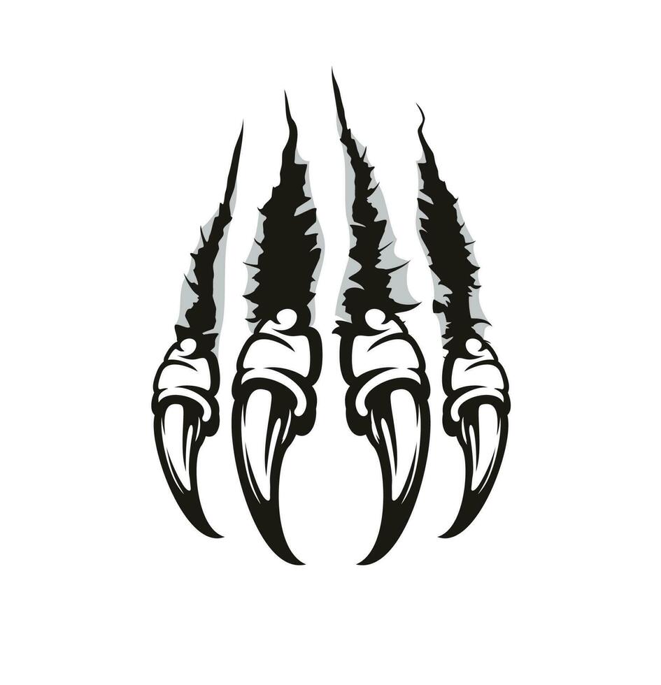 Monster claw, beast wild animal or dragon scratch vector