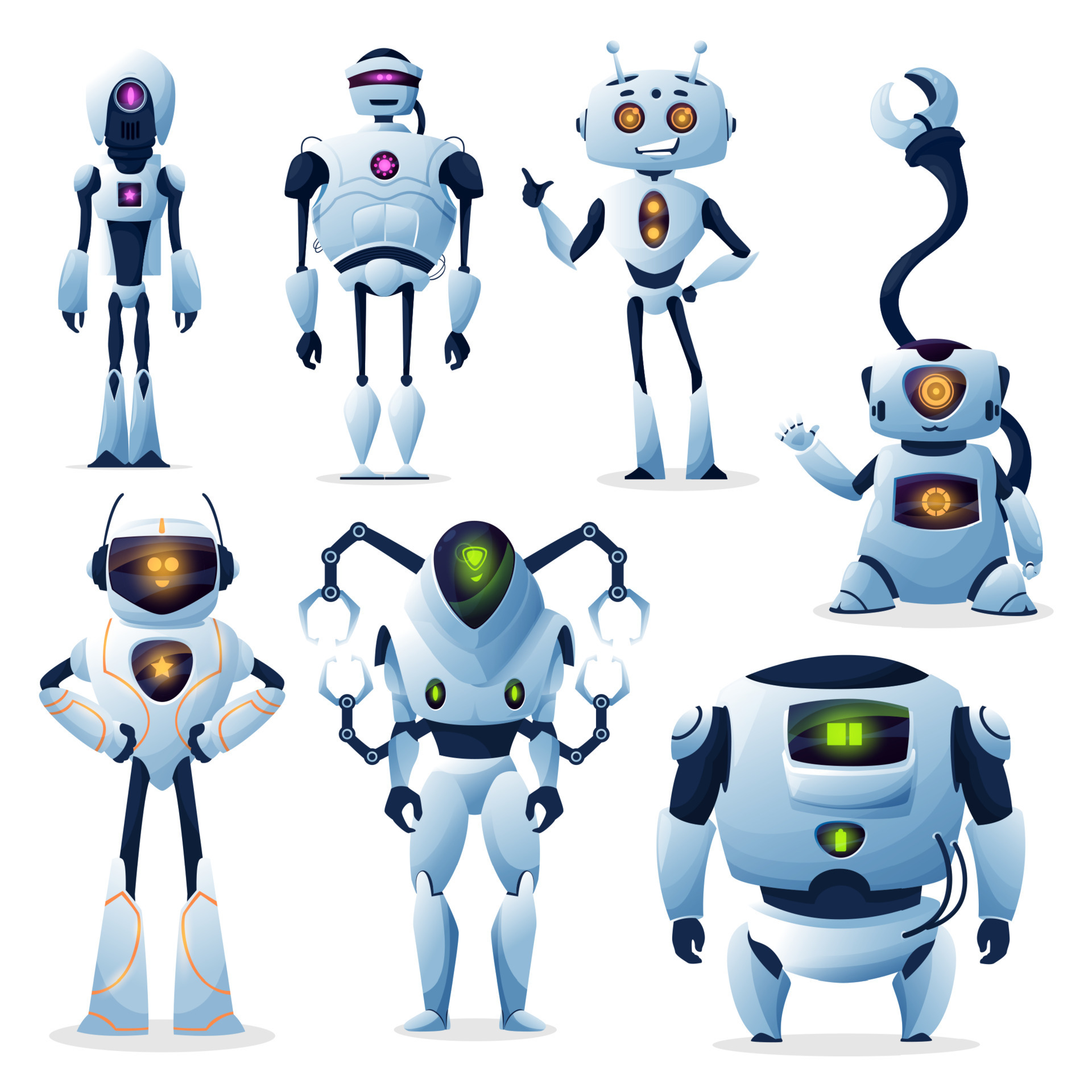 Cartoon robots, cyborgs and android bots 23839596 Vector Art at Vecteezy