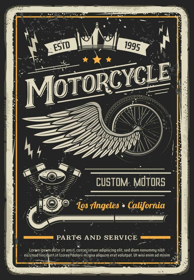 motocicleta póster, Clásico motorista garaje helicóptero vector