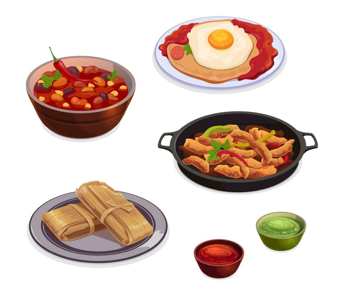 mexicano cocina platos con tradicional comida vector