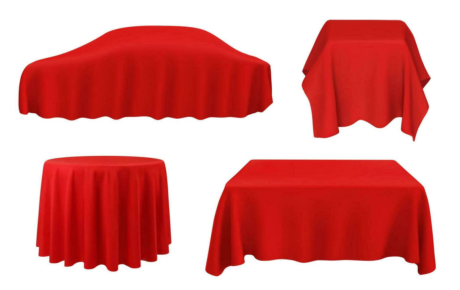 coche debajo rojo seda, vector manteles en mesas