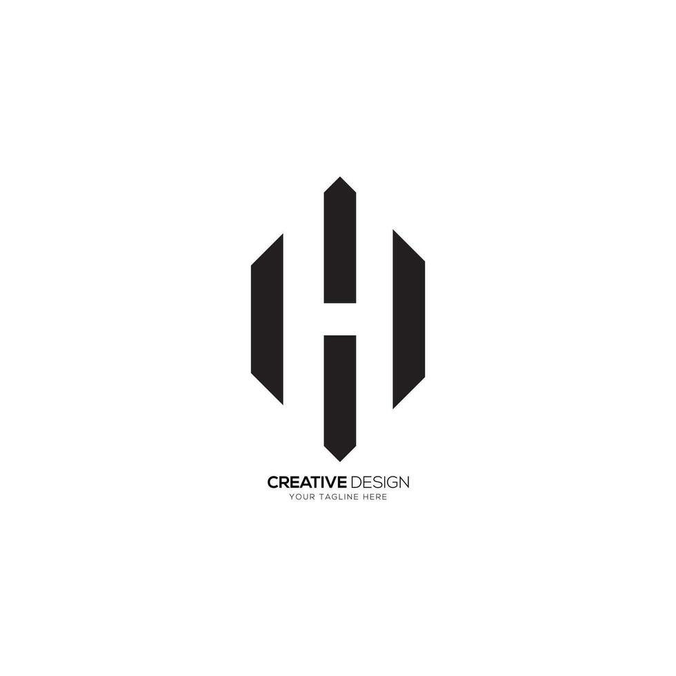 Modern line shape letter H negative space real estate business monogram logo. H logo vector