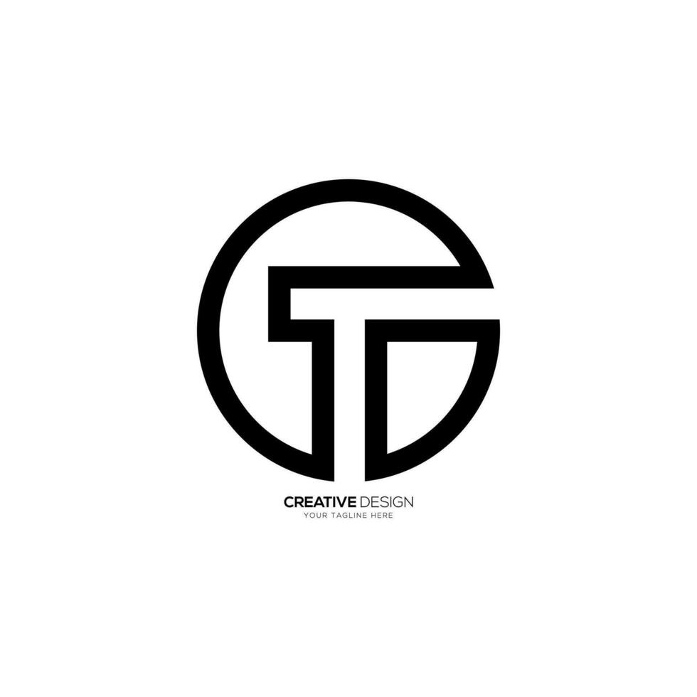 Letter TG or GT circle shape negative space logo. TG rounded logo. GT logo. TG monogram logo vector