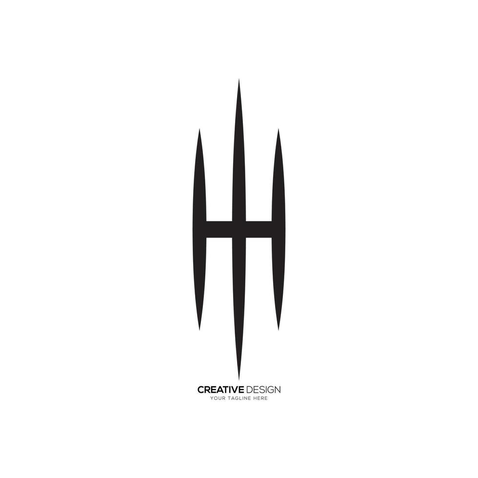 Creative letter HH with trident shape logo. HH unique classic weapon monogram logo. HH logo vector
