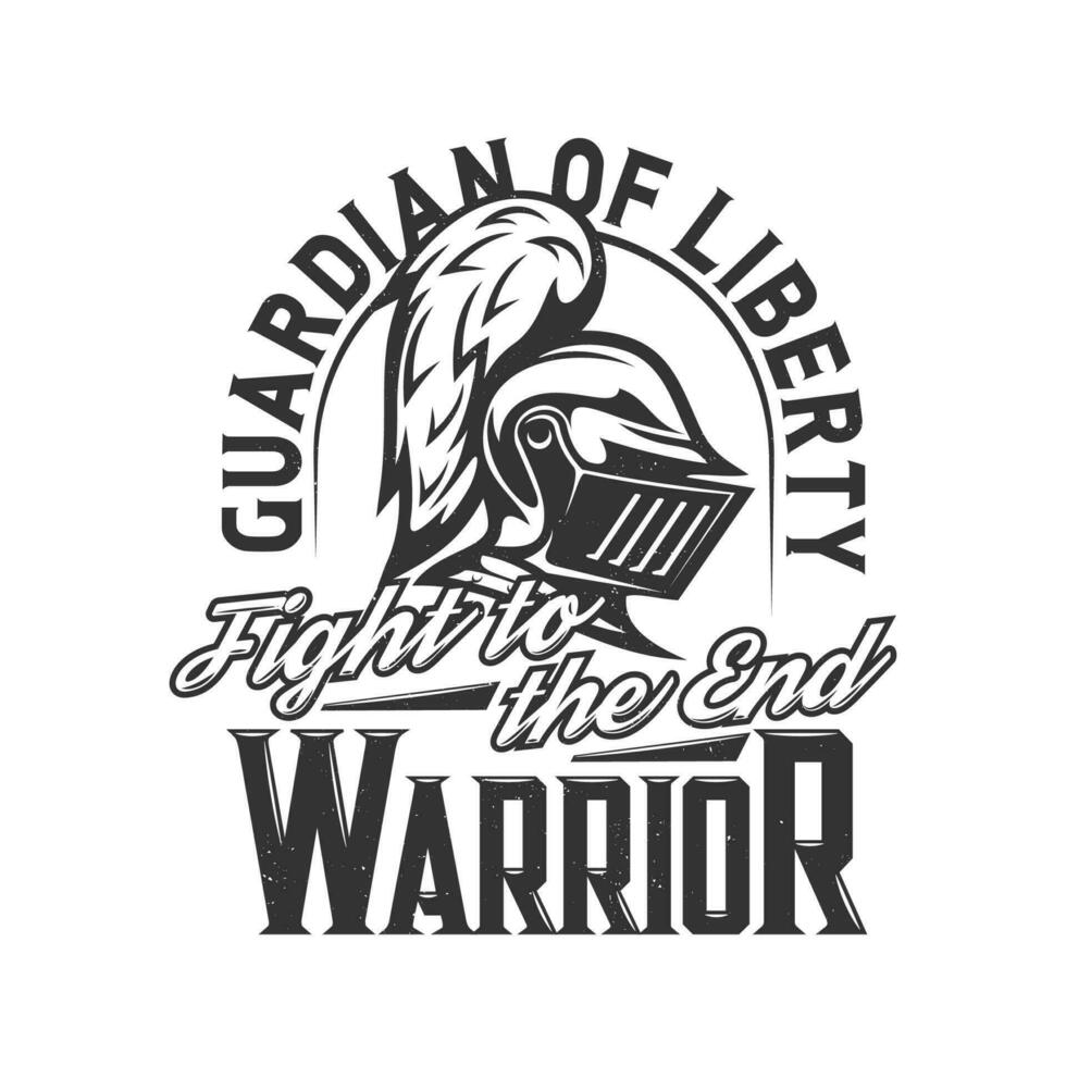 Tshirt print with knight head side view mascot vector