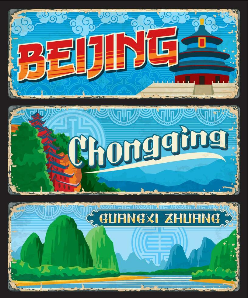 Beijing, Guangxi, Chongqing China provinces plates vector