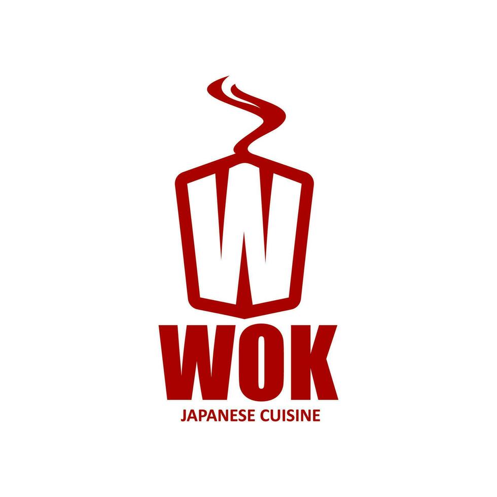 Chinese and Japanese wok box icon for noodles bar vector