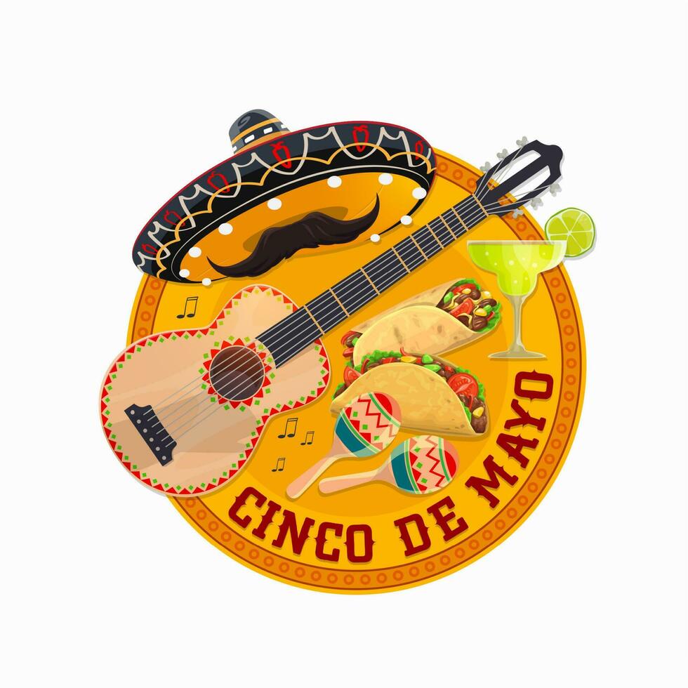 Cinco de Mayo vector round banner, Fiesta party