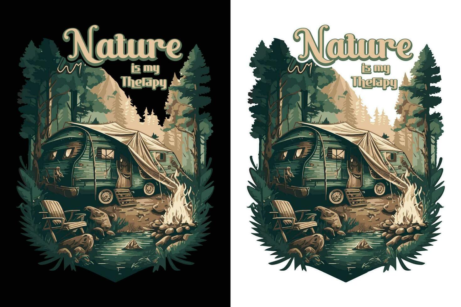 Camping t-shirt design, Travel T-shirt print, Adventure Mountain, sublimation print, design Outdoor, Tent camping in a forest near the mountains vector