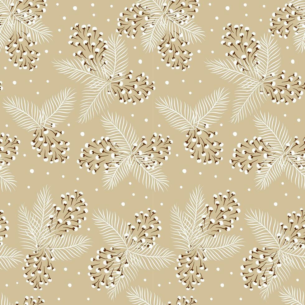 Christmas Seamless Pine cone pattern with White dots and Natural Background- Christmas Vector Design