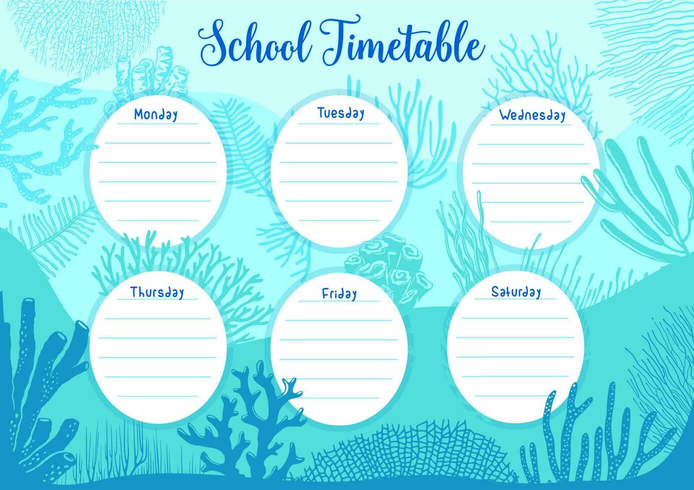 School timetable schedule education template vector