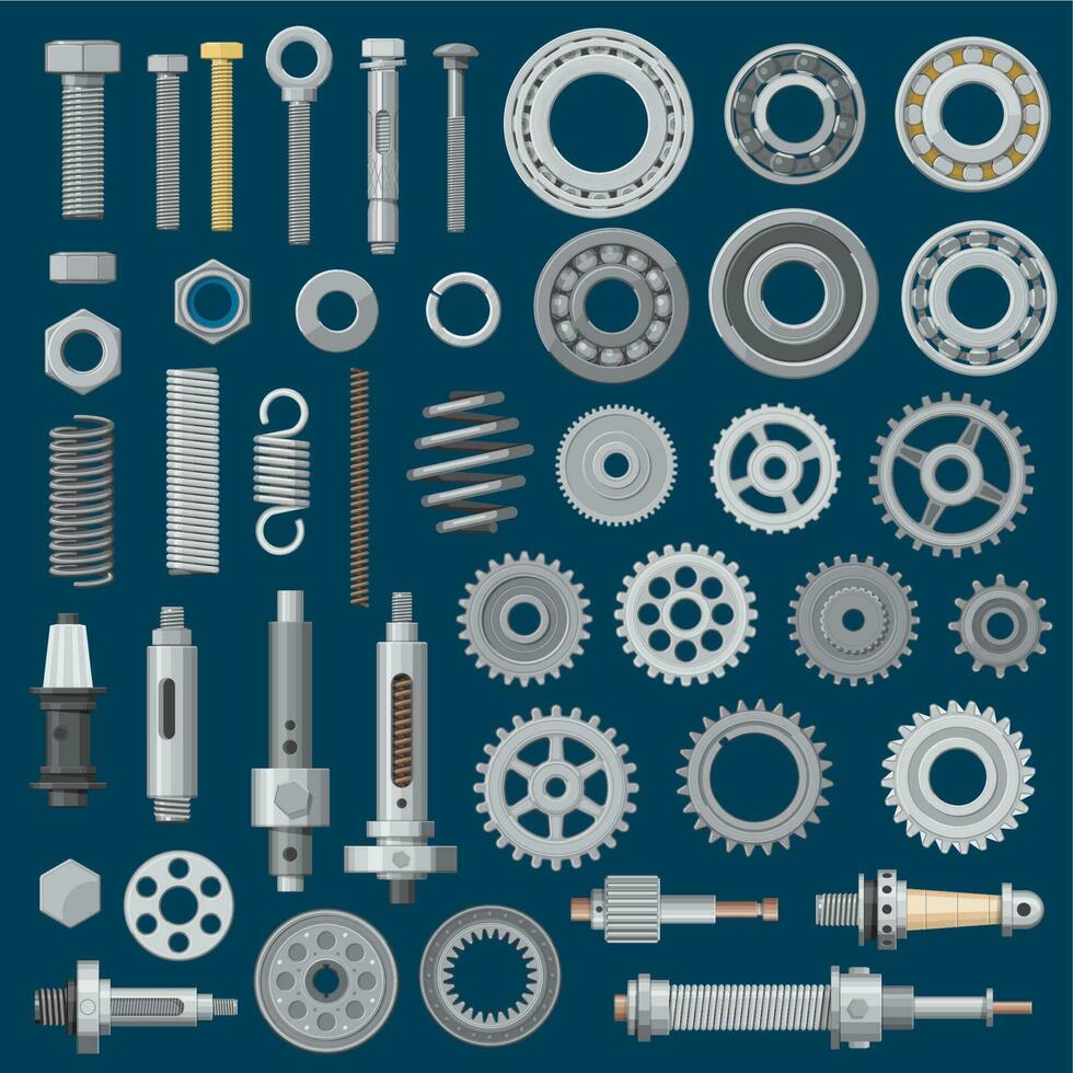 Bolts, screws or nuts, construction hardware tools vector