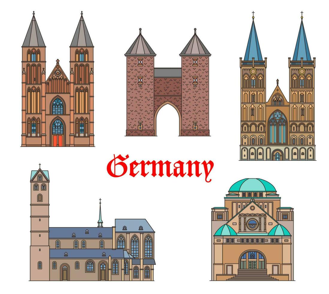 Germany landmark buildings, cathedrals of Dortmund vector