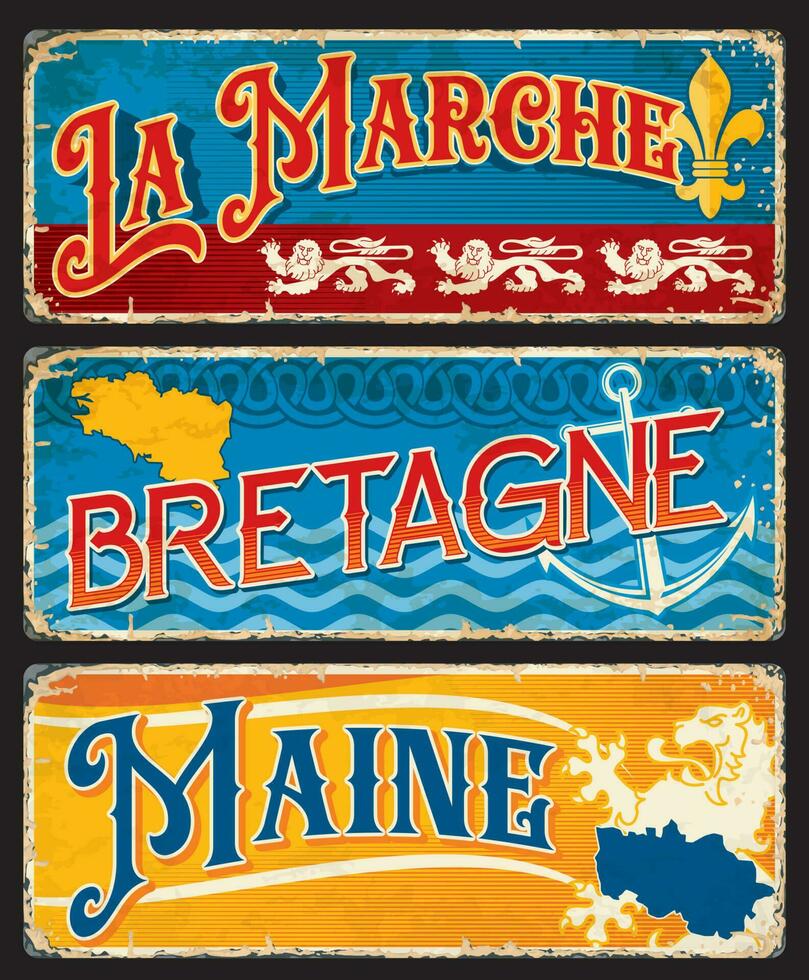 Bretagne, Maine and La Marche regions of France vector