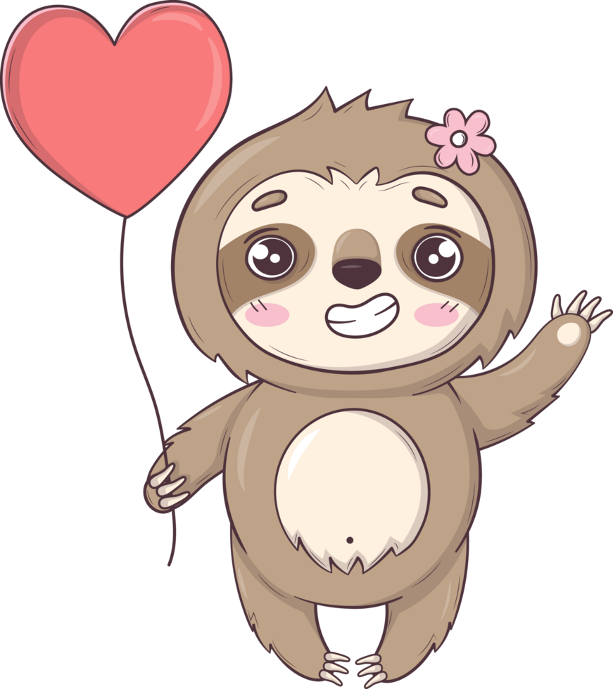 Cute sloth stickers Valentines day png