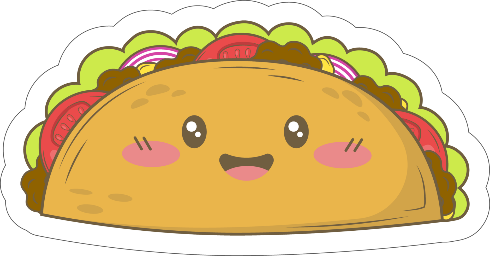 stickers with mexican food in cartoon doodle style png