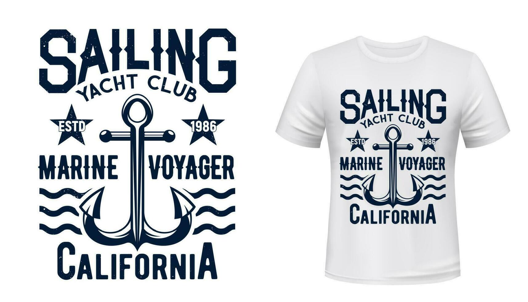 Sailing and yachting club t-shirt vector print
