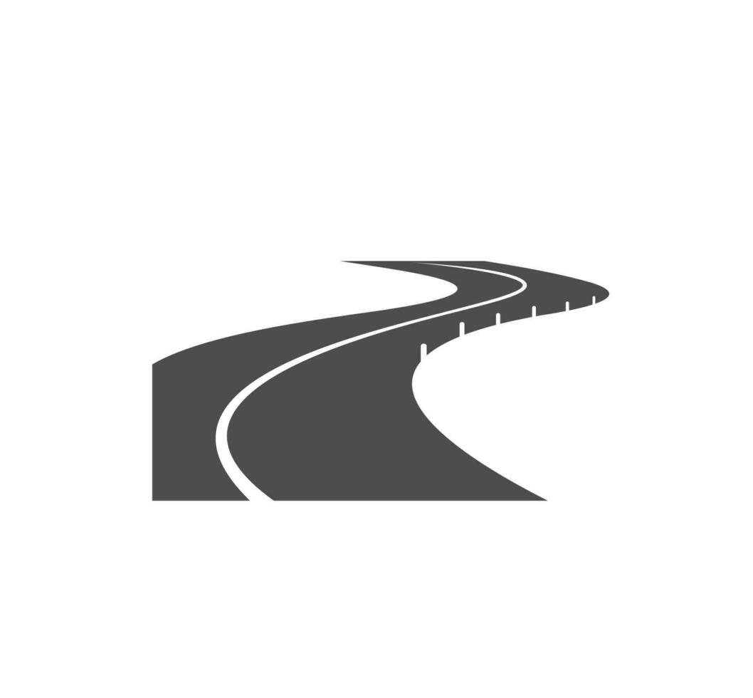 Road, pathway, highway vector icon. Winding way