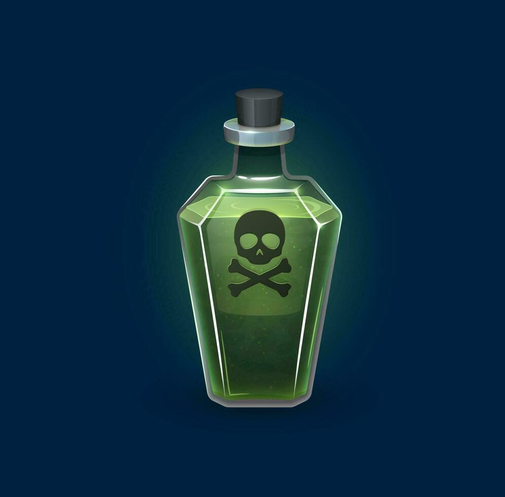 Witchcraft glass bottle with danger poison potion vector
