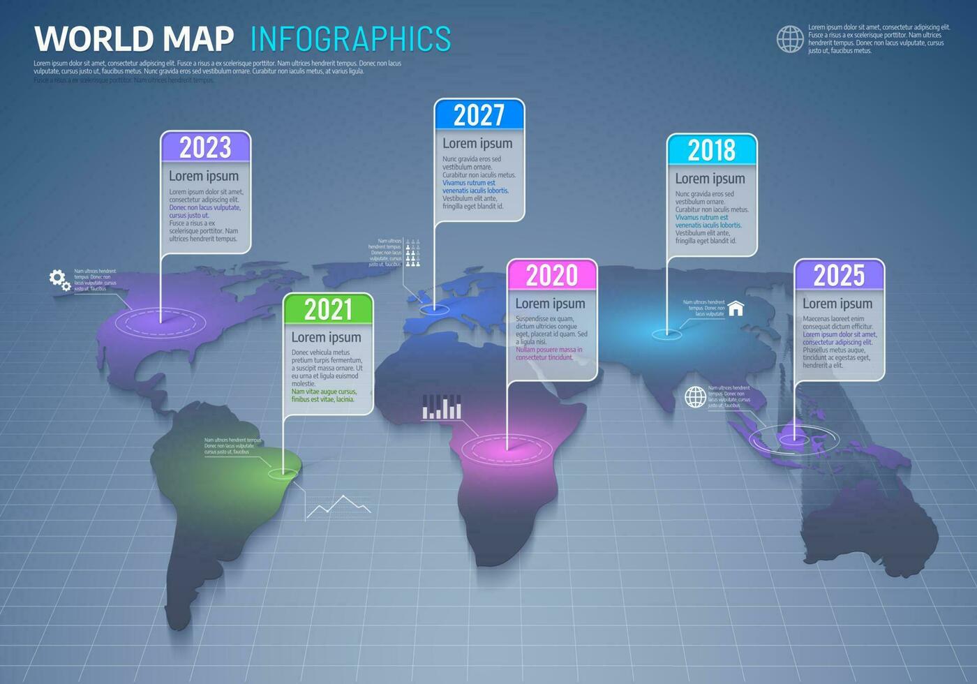 World map infographics, global country data vector