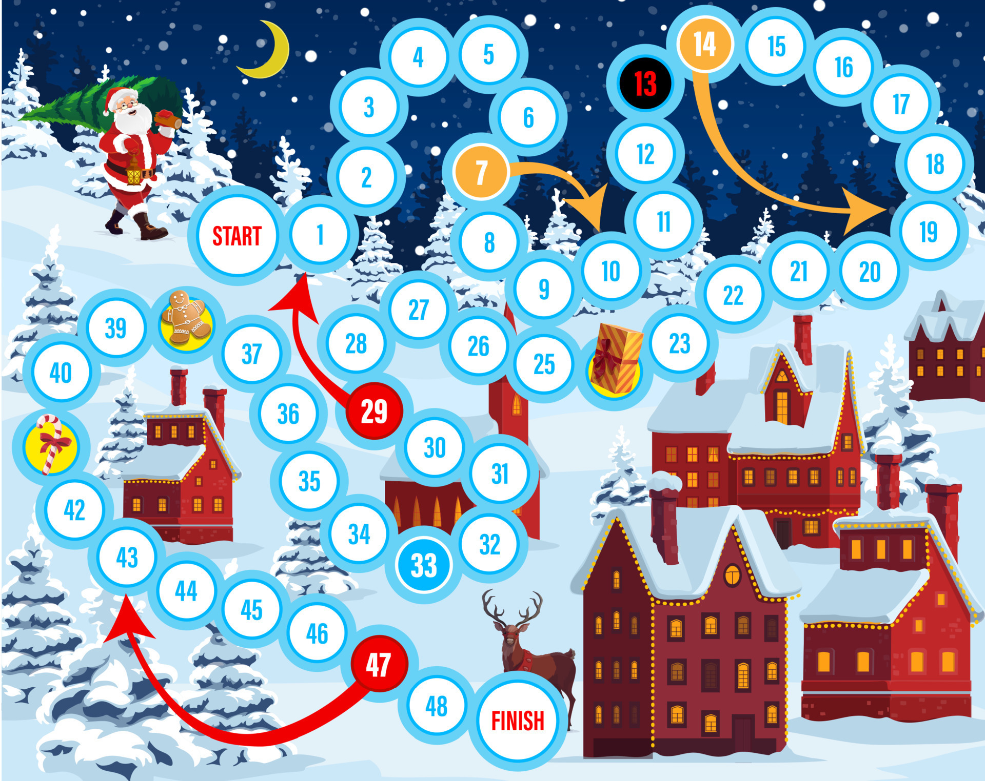 Christmas eve board game with Santa and houses 23840367 Vector Art at