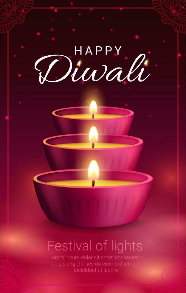 diya lamparas de diwali o deepavali ligero festival vector