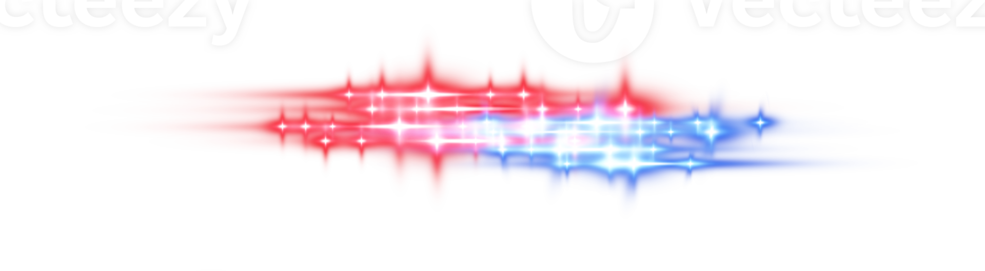 Blue and red horizontal lens flares. Laser beams, horizontal light rays