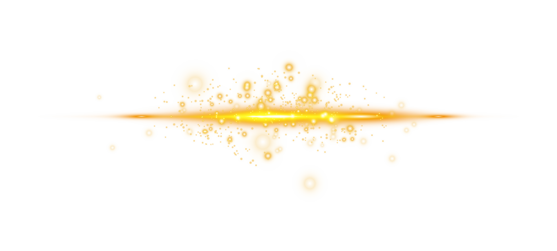 Yellow horizontal lens flares. Laser beams, horizontal light rays