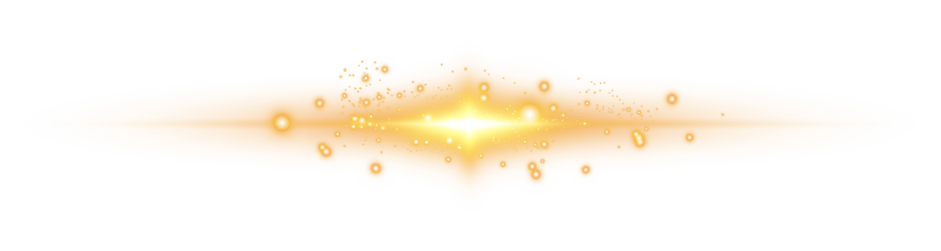 Yellow horizontal lens flares. Laser beams, horizontal light rays