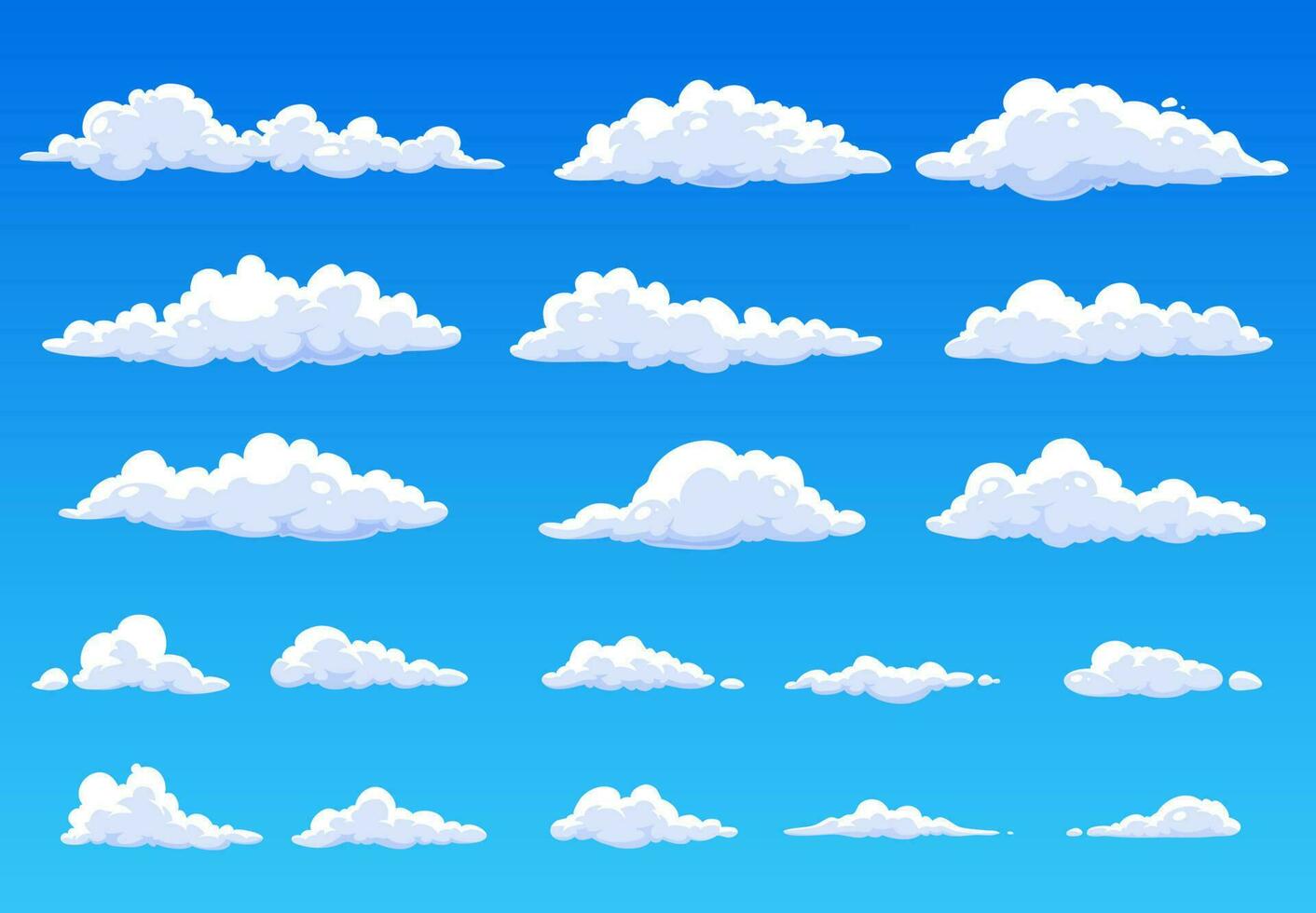 Cartoon fluffy isolated clouds in blue sky heaven vector