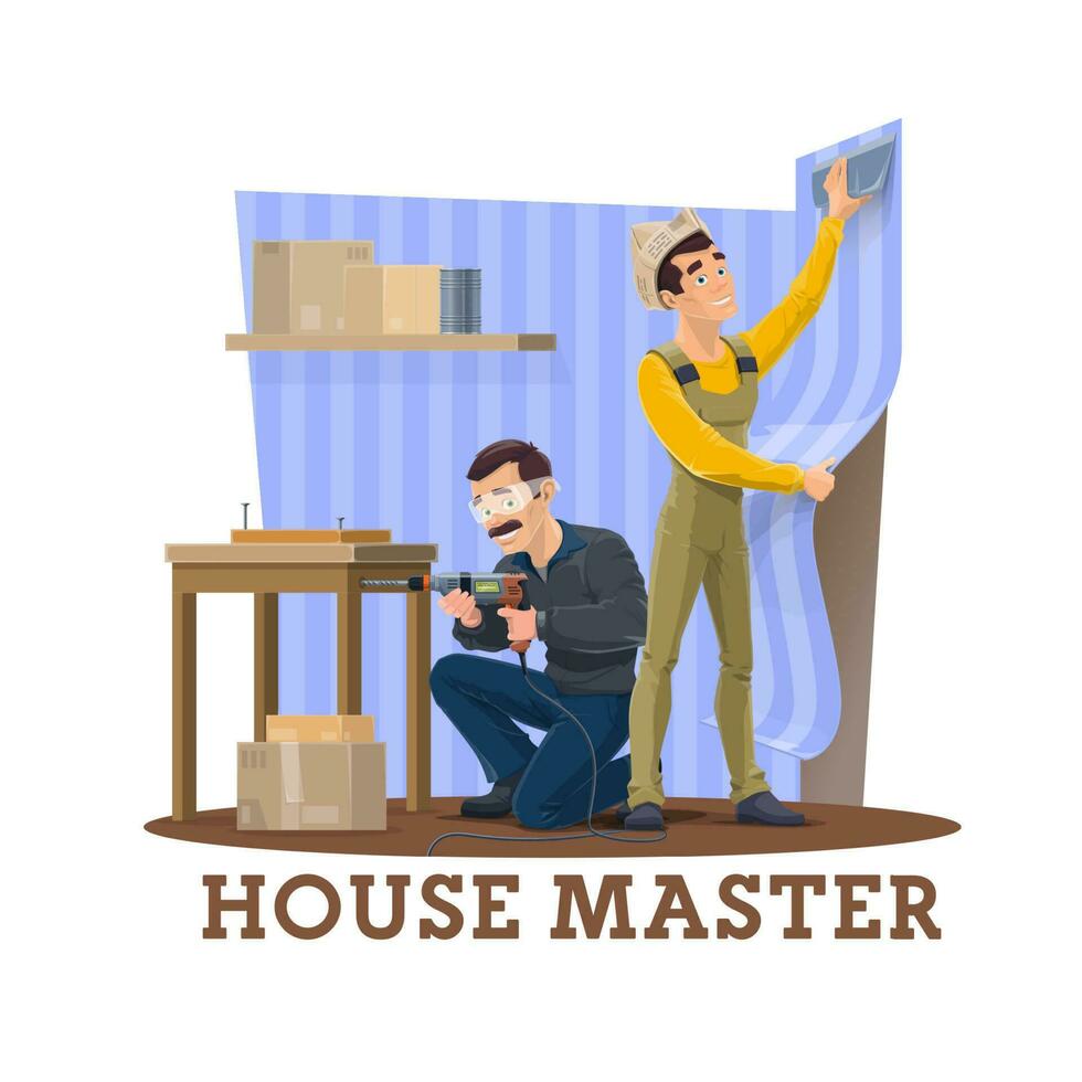 House repair master, home renovation worker vector